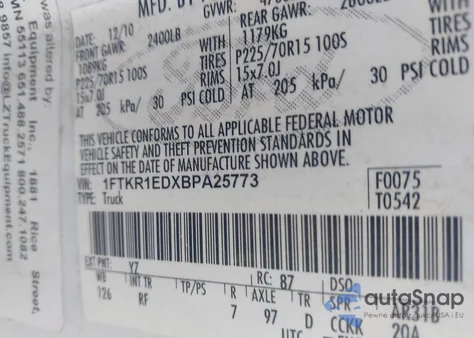 2011 Ford Ranger Xl z USA, uszkodzony, nr VIN 1FTKR1EDXBPA25773